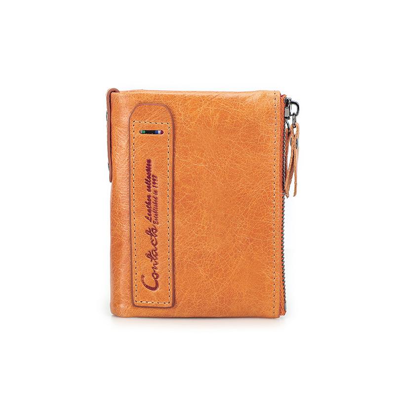 

КОНТАКТ“S Модний гаманець зі справжньої шкіри Жіночий тримач для фотокарток Двоскладний гаманець з RFID-захистом Жіночий Подорожній Сімейний Щоденний Подарунок Гаманець для монет S земля жовтий колір