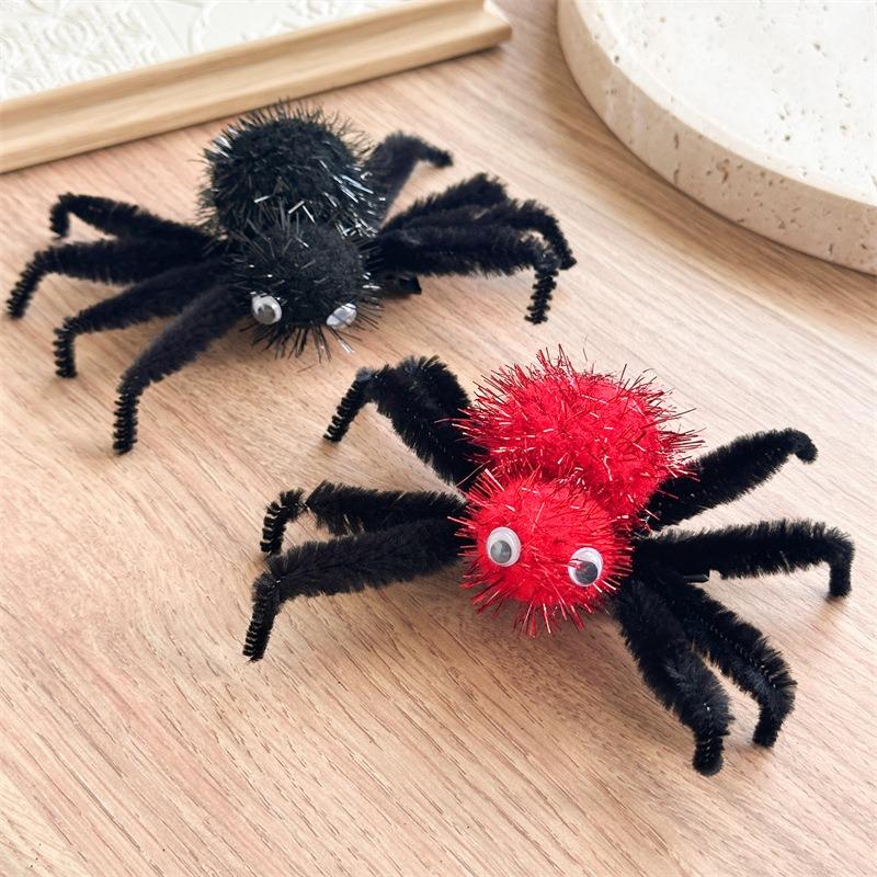 1pc Spooky-Cute Fluffy Spider Hair Clips Fuzzy Halloween Accessories Perfect Costume Parties Creepy-Chic Hairstyles Festive Fun