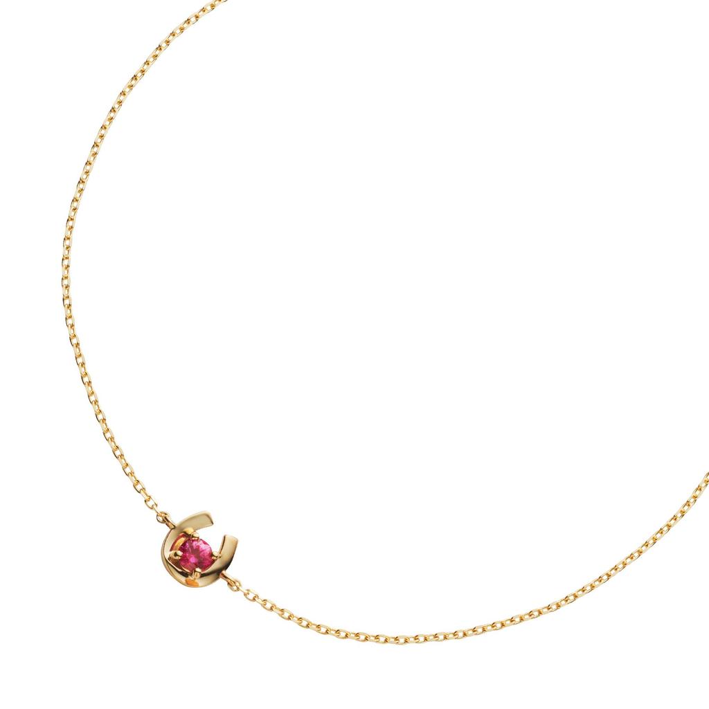 10K Yellow Gold Bracelet with Ruby and Horseshoe Birthstone AJVB4103LSRU [Official] [Vendome Aoyama] (July Birthstone)