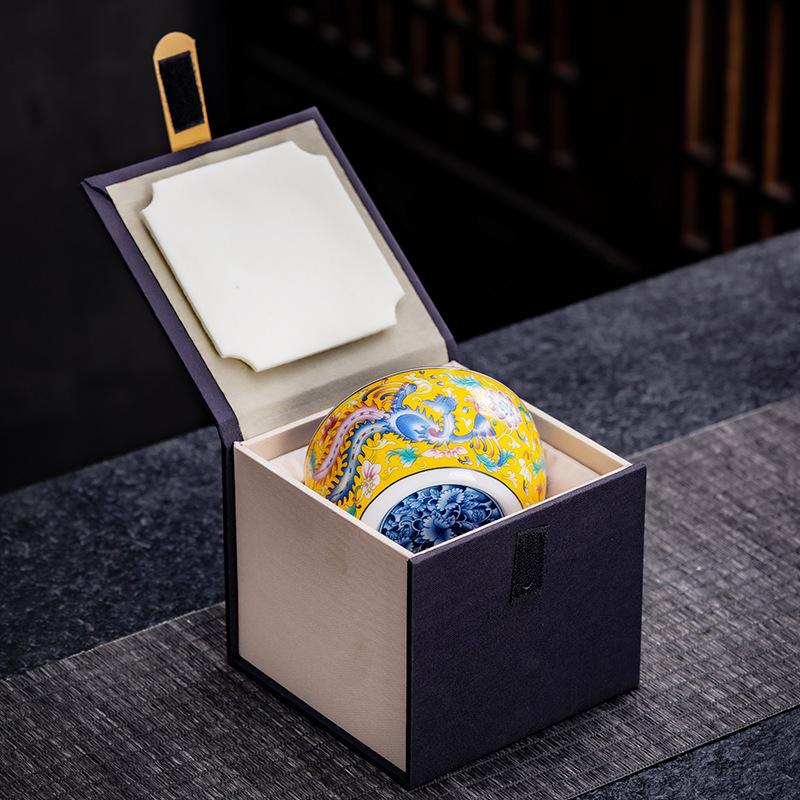 Ceramic Filigree Enamel Master Large Capacity Kung Fu Retro Palace Style Single Bowl Gift Tea Cup