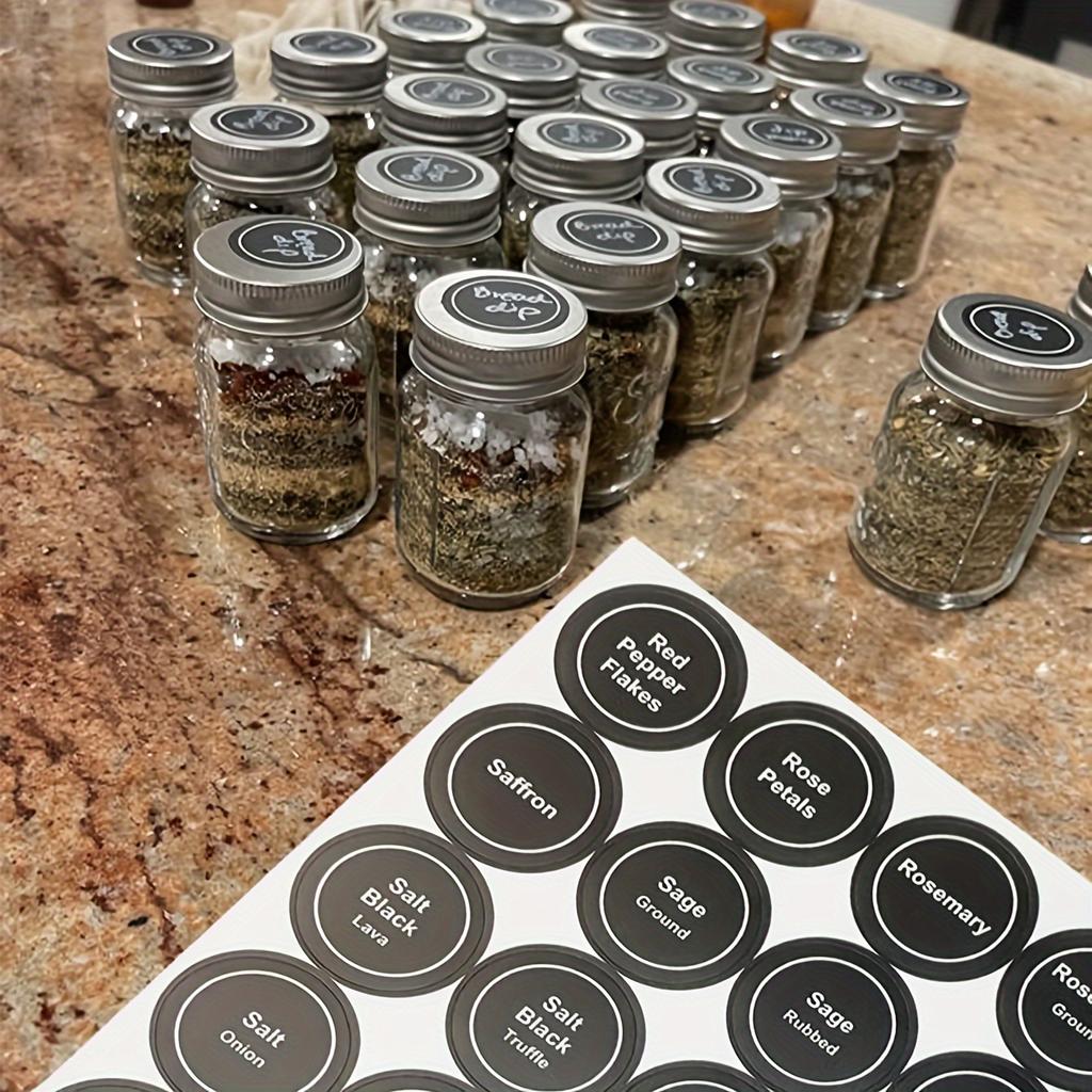 180 Piece Round Chalkboard Labels for Mason Jars - Adhesive Spice Bottle Labels with Names of Herbs and Spices (rosemary, Basil, Thyme, Lavender,)