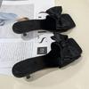 Designer Bow Women High Heels Slippers Fashion Slingback Sandals Pumps  Summer New Slides Square Toe Shoes Women Flip -Flops