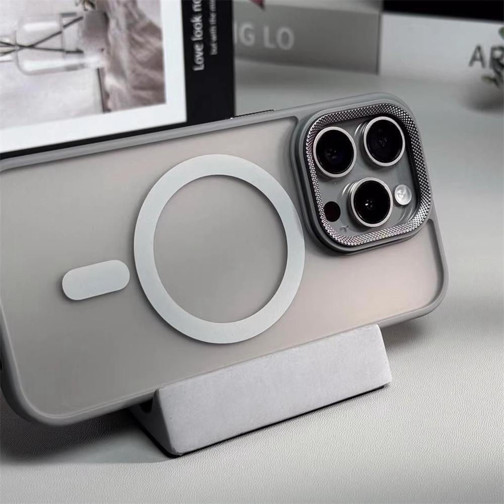 Luxury Spiricle Camera Protection Magsafe Phone Case for iPhone 11 12 13 14 15 Plus 16 Pro Max Wireless Charging Matte Cover
