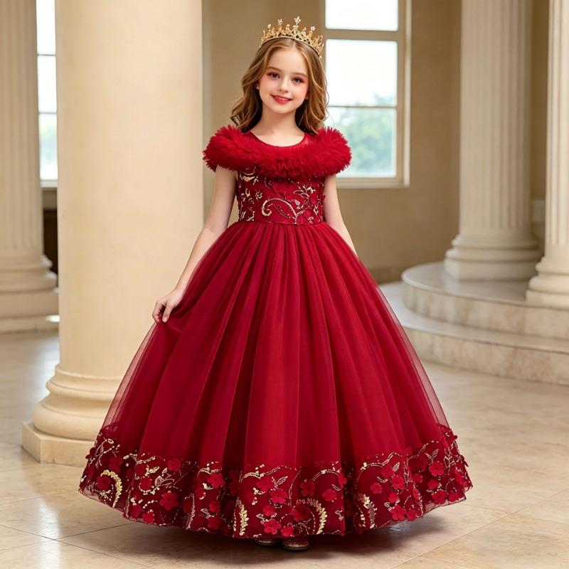 Girls Navy Blue Tulle Princess Ball Gown Flower Girl Dress