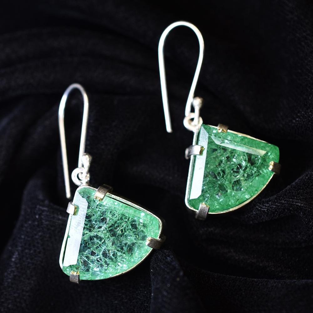 Natural Green Emerald 63 Ct CERTIFIED Fancy 925 Sterling Silver Stone Earring MY.ER-39-NS