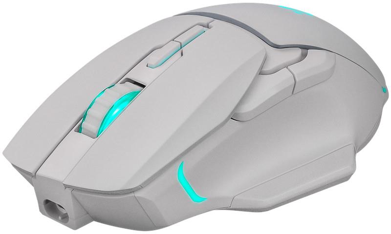 Wireless Mouse Defender STIX GM-009 Optical 3200dpi White RGB RECHARGEABLE 7 Buttons Gaming Clickless Silent