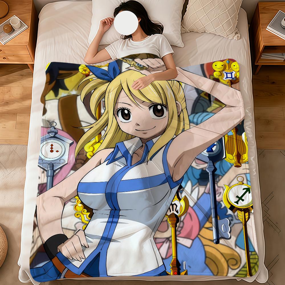 Anime Kawaii Cute L-Lucy H-Heartfilia Flannel Soft Warm Plush Blanket Sofa Living Room Pet Hogar Bedroom Gift Home Car Portable