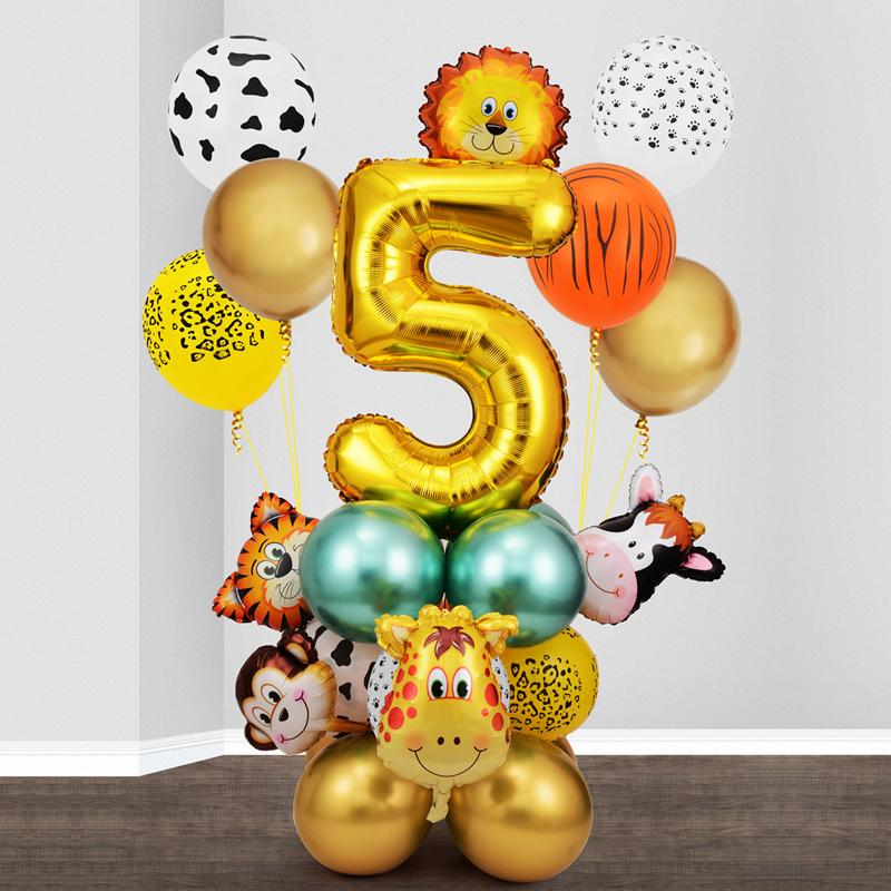 Forest Animal Party Set Balloon Digital Combination Aluminum Mold Balloon Column Birthday Decoration