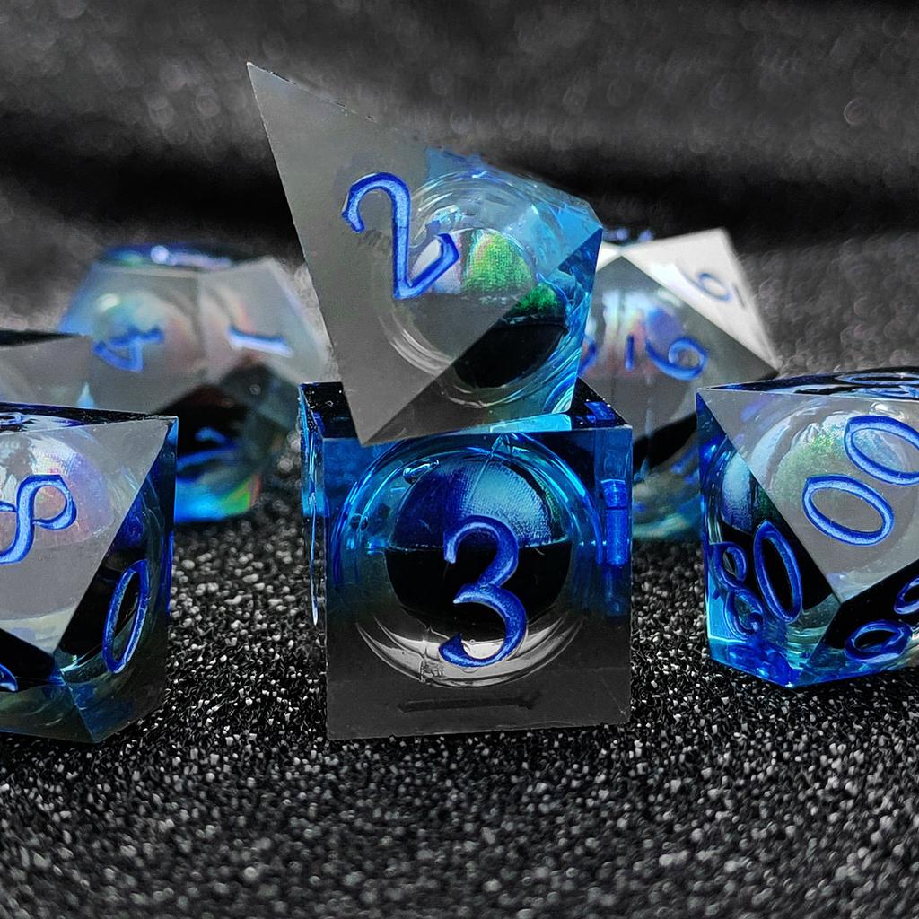 7 szt./zestaw DND D20 Płynne Kostki Flow Eye do COC Dungeon and Dragon Pathfinder RPG Gry Fabularne Zabawki na Imprezę Akcesoria