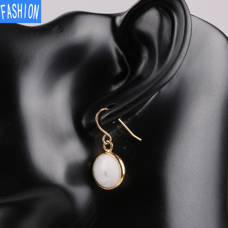 Creative Natural Convex Crystal Earrings Gold Plated Small European and American Personalized Earrings Fashion Amethyst Earrings