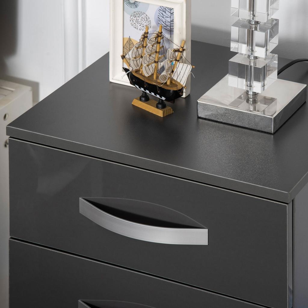Set of 2 Modern Nightstands with 3 Drawers for Bedroom and Living Room in Particleboard, 40x36x56 cm, Grey
