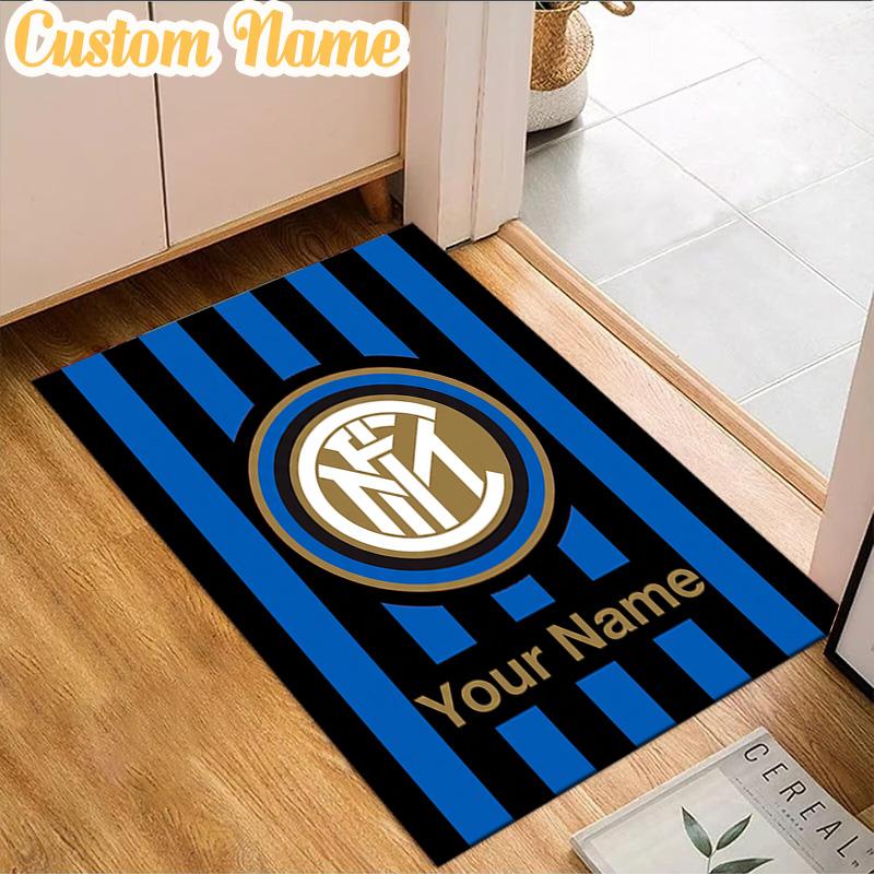 Custom Name Inter Milan Crest Rug, Office Rug, Chair Rug, Carpet for Living Rooms, Doormat Game Rug Home Decor Christmas Gifts