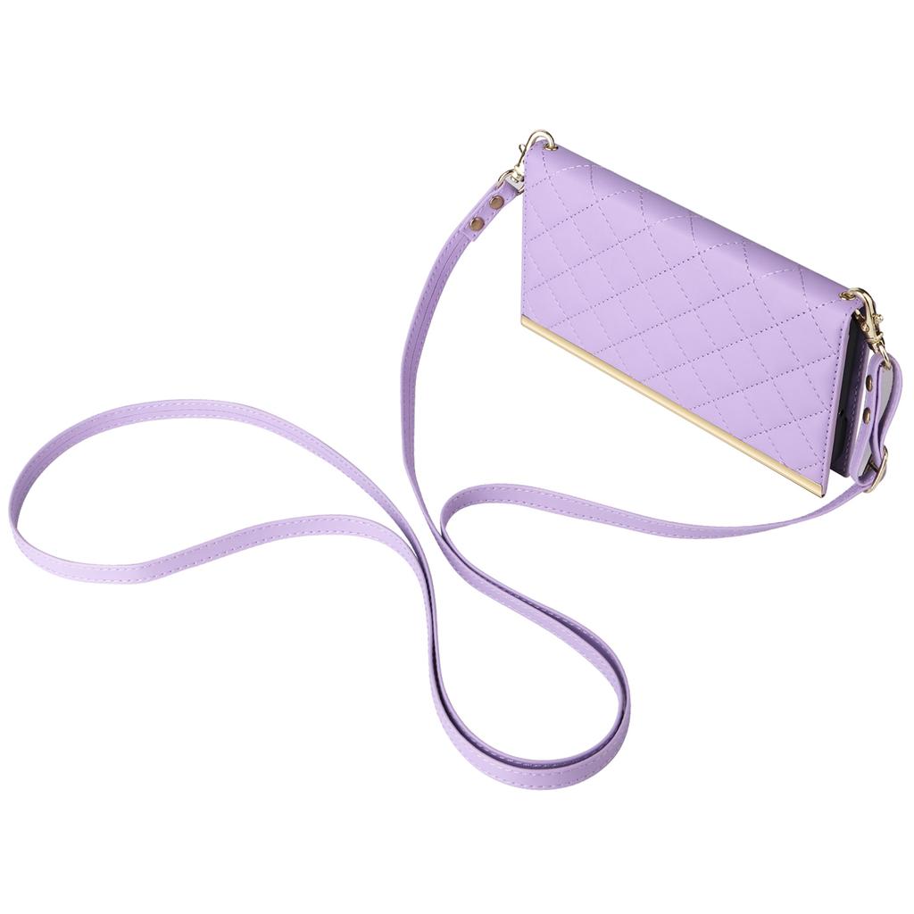 For Samsung Galaxy S24 Stand Wallet Phone Case PU Leather Flip Cover with Shoulder Strap