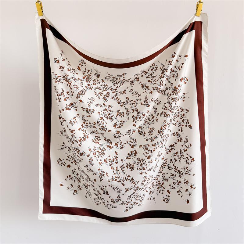 Spring and summer flower oblique silk scarf large square scarf fashionable versatile printing imitation silk dust-proof shawl headscarf scarf women