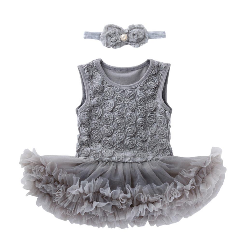 Summer Children Rose Sleeveless Princess Girl Solid Color Cute Princess Dress