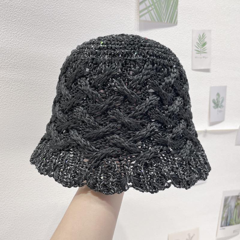 Summer Female Fisherman's Hat Sunshade and Sunscreen Beach Sun Hat Hollow Breathable Woven Fisherman's Hat