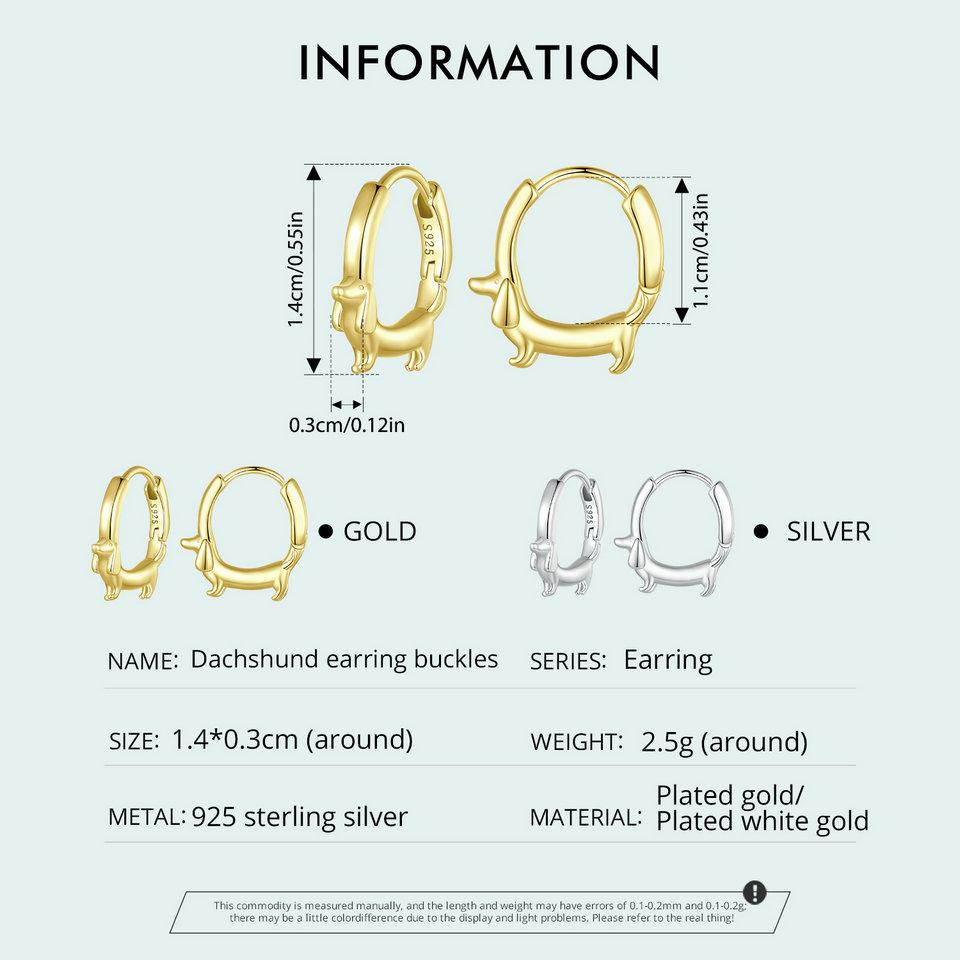 WOSTU Snake Dog Cat Ear Buckles Women 925 Silver Dachshund Hoop Earrings Girl Party Birthday Gift Minimalism Jewelry