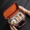 Tea Set Ru Kiln Portable Travel Car Ancient Rhyme Kung Fu Teapot Small Set Light Luxury Leather Bag Gift Box