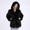 Women's Autumn And Winter Fashion Faux Fur Medium Long Coat Temperament Hooded Loose Plush Coat Casual Warm Jacket