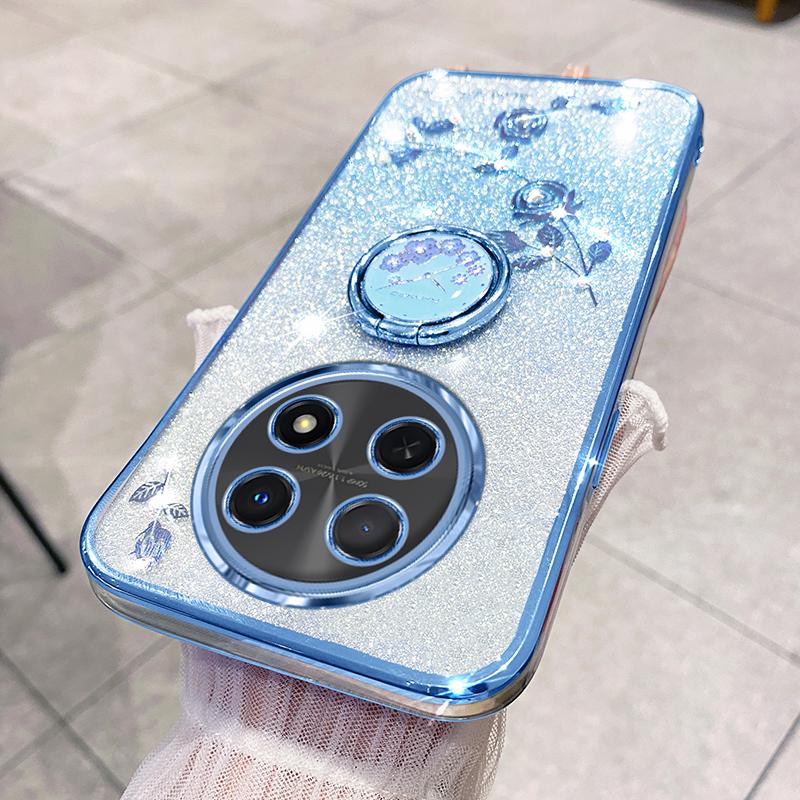 KADEM For Realme 13 Pro 5G (Global)/13 Pro+ 5G (Global) Case Ring Kickstand TPU Flowers Phone Cover Gradient Glitter