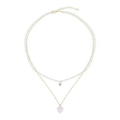Unique Pendant Necklace Heart Pendant and Pearls Necklace Aesthetic Neck Jewelry Suitable for Elegant Fashion Statement