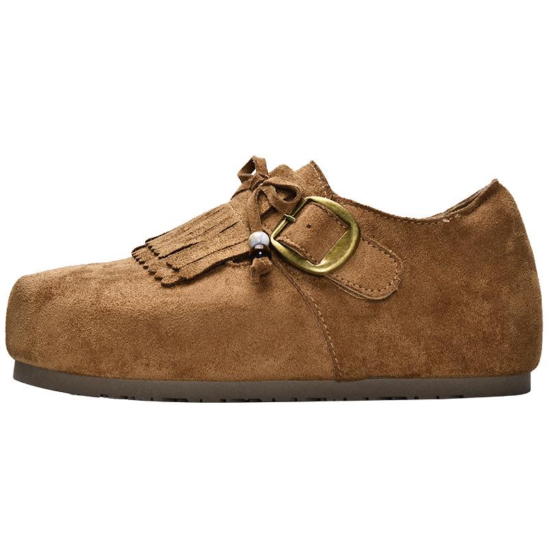 

Новые товары в продаже осенью, новые универсальные ретро туфли на толстой подошве с бахромой и мягкой подошвой, повседневные 5805 40 верблюд