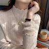 White Bottomed Shirt Women's New Autumn and Winter with Semi-turtleneck Sweater with Fungus Edge Knitted Sweater Top
