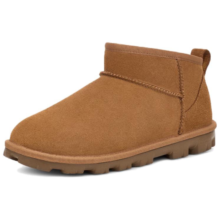 UGG Two-Layer Cowhide Warm Non-Slip Comfortable Solid Color Short Snow Boots Unisex Snow Boots Brown 1166732-CHE