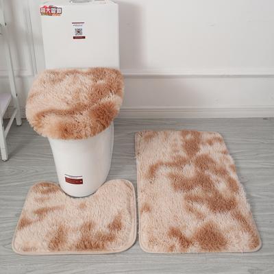 Tie-Dye Long-Pile Carpet Plush Toilet Three-Piece Set Non-Slip Foot Mat Bathroom Absorbent Floor Mat Set