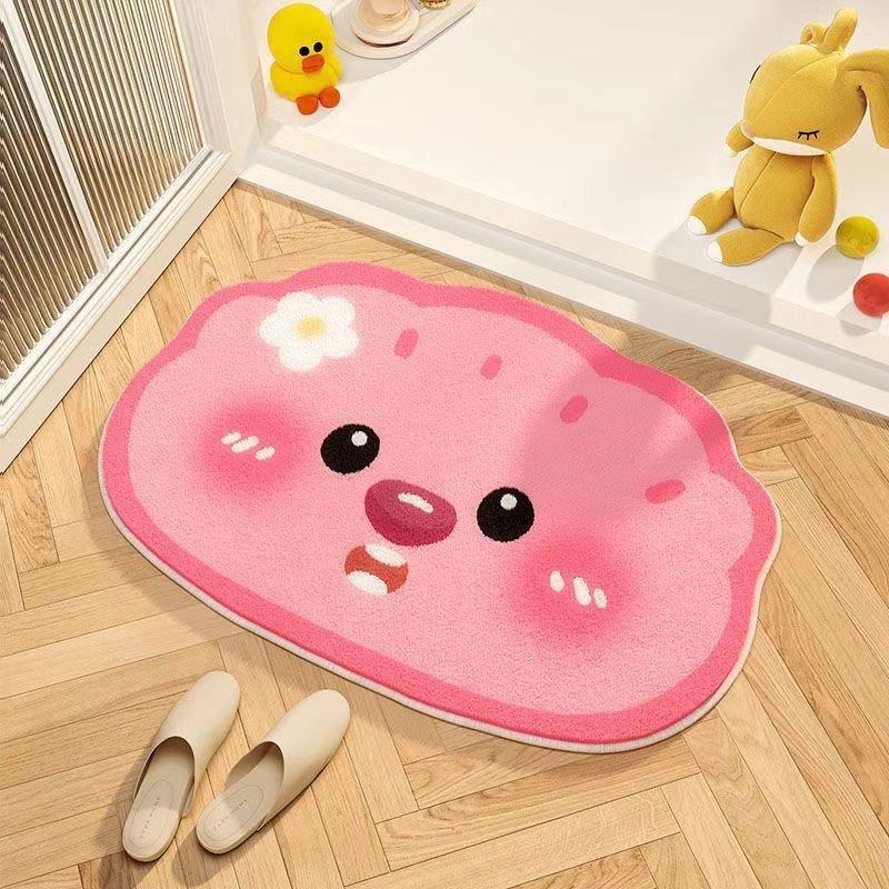 Cartoon Cute Cashmere Floor Mat Toilet Entrance Door Water Absorption Anti Slip Wear Resistant Carpet Household Bathroom Soft Foot Mat