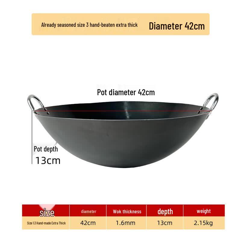 OEING Hand-Forged Commercial Double-Handle Wok