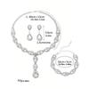 4 pieces of women's fashionable and trendy water drop earrings with necklaces, bracelets, Zircon sets, banquet accessories