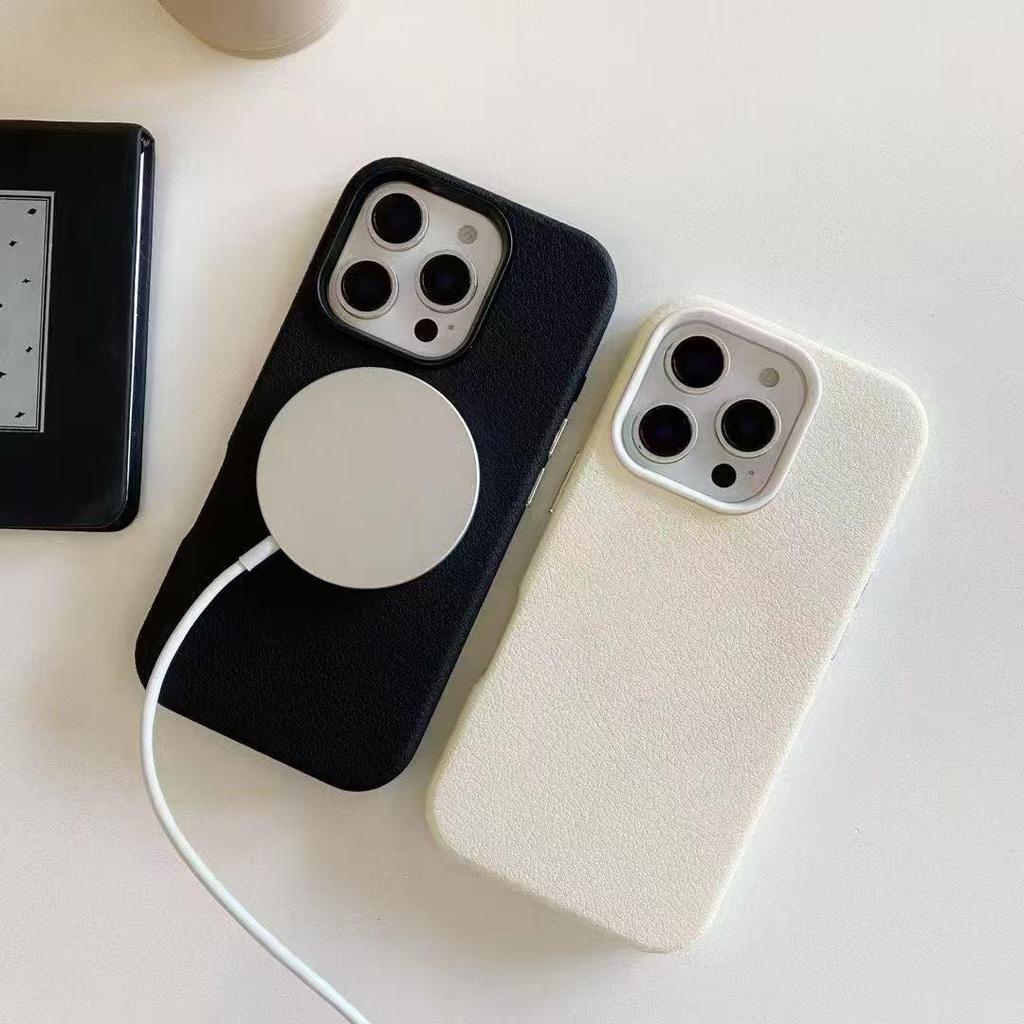 Lychee Texture Case: Drop-Proof, Magnetic Protection for iPhone 17 Pro Max, 16 Pro, 15, and 14.