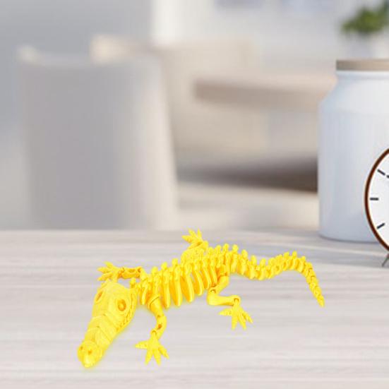 3D Printed Skeleton Crocodile Figurine Movable Joints Bone Crocodile Figure Articulated Animal Model Toy Home Office Desktop Decoration Ornament