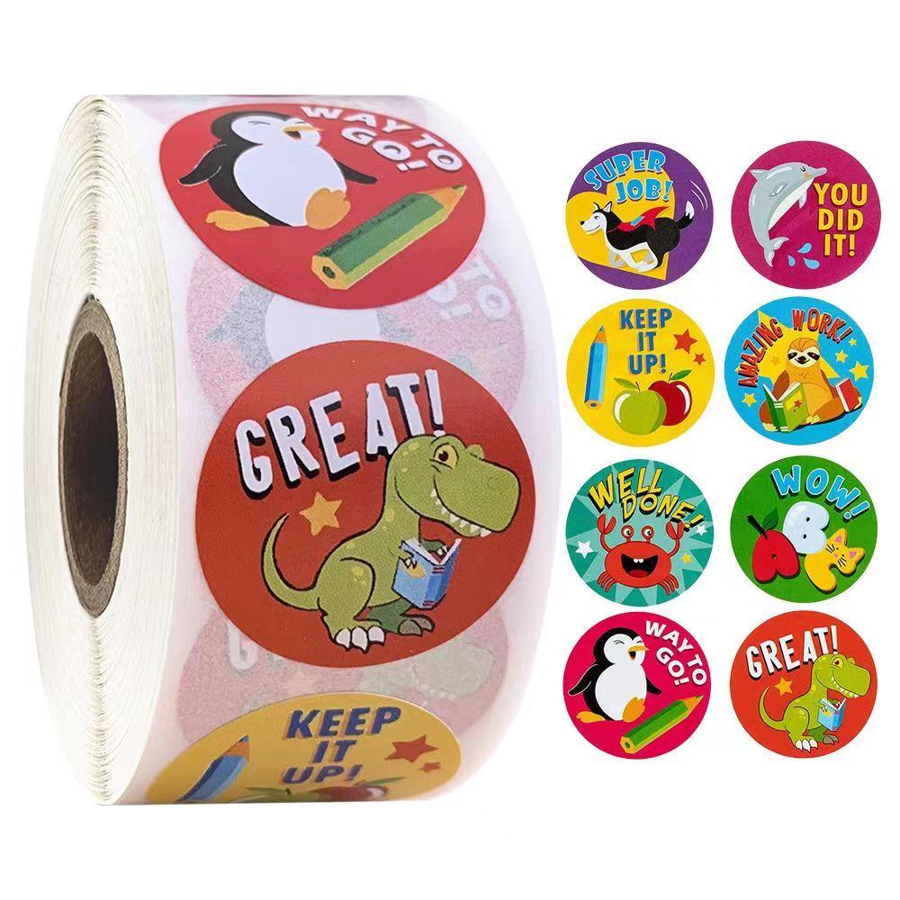 500/roll Children's Reward Stickers: Creative Cartoon Animals for Teacher Praise & Student Encouragement