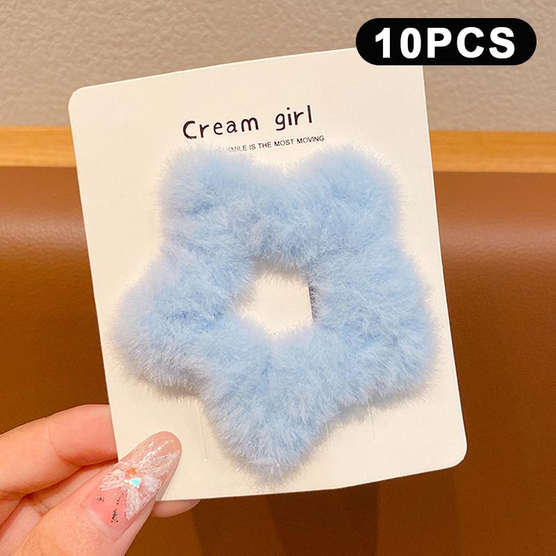 10Pcs Winter Plush Y2K Star Bb Hair Clips For Women Hairpins Cute Fluffy Side Bangs Clips Headdress Hair Accessories