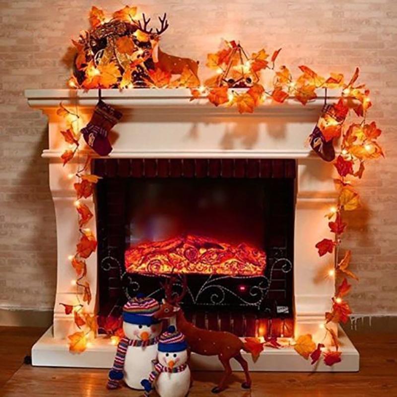 Pendant Maple Christmas Leaves Lighted Fall Garland 102030 Led Lights String