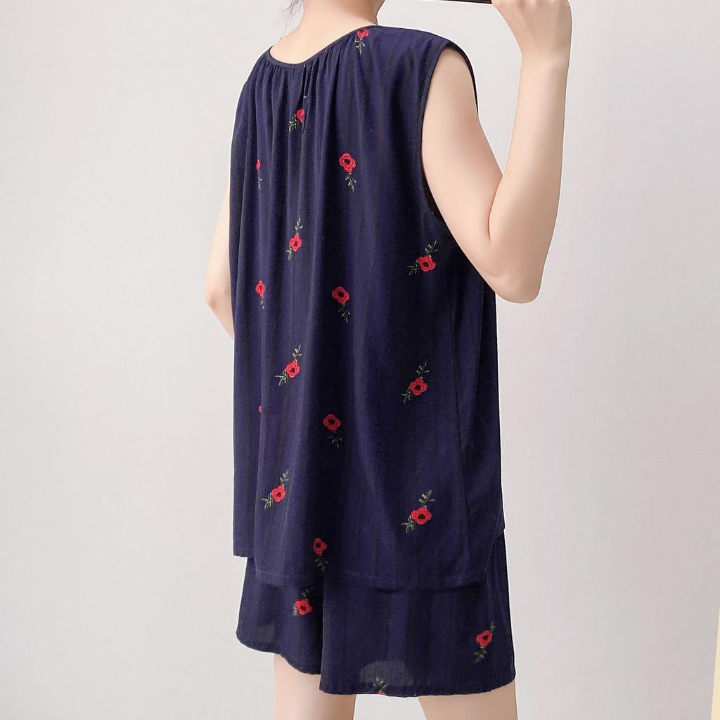 Anti-bumping dots with chest pads, pajamas for women's summer thin cotton and silk loose large-size loungewear suit, vest can be worn outside