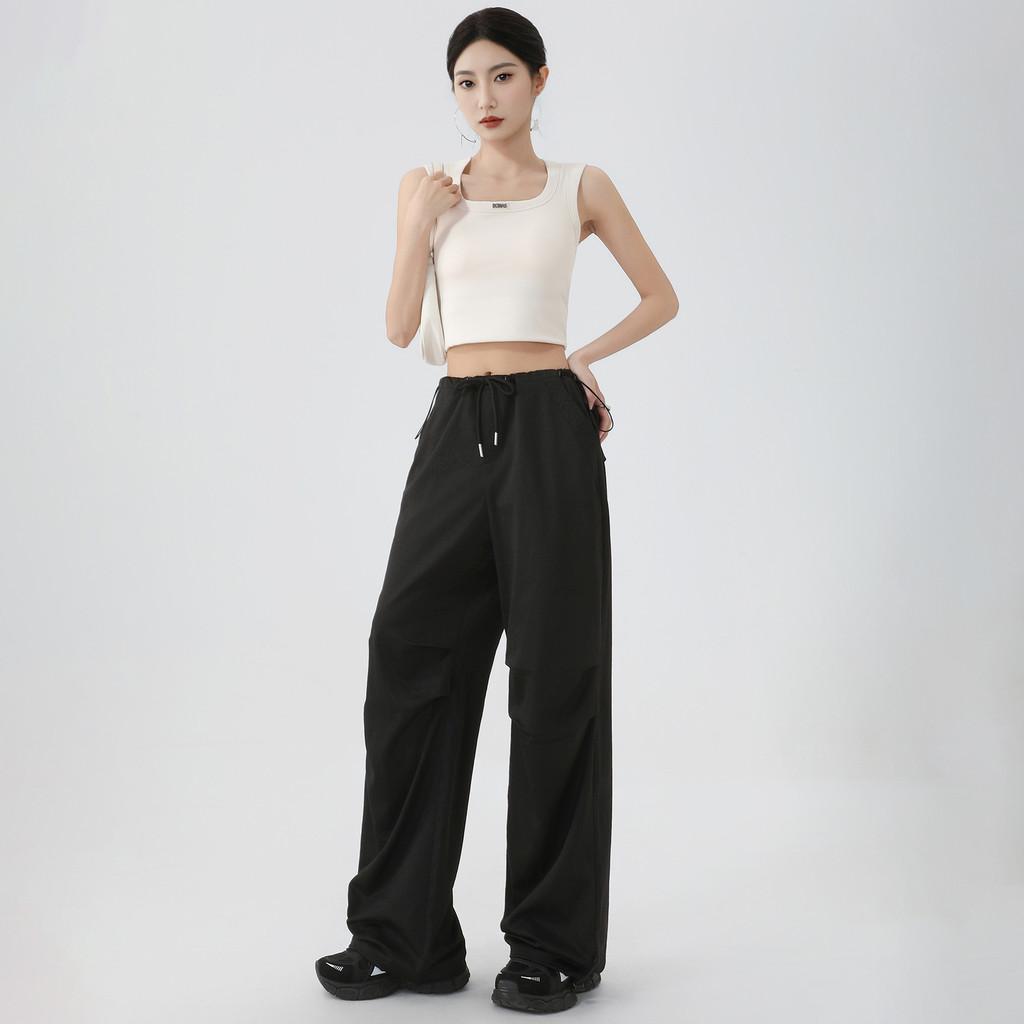 Tide Cool Cargo Pants For Women High Waist Loose Fit With Drawstring For Streetwear Style