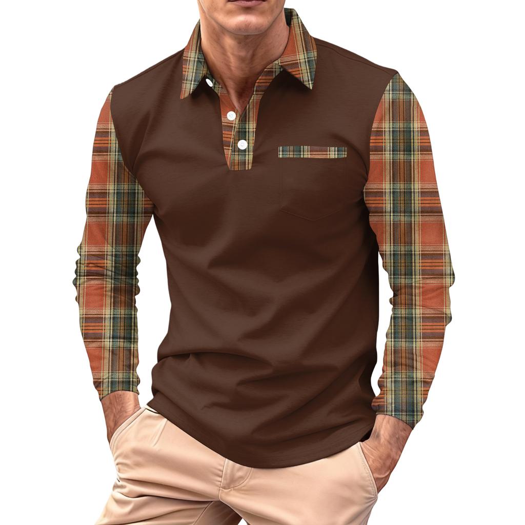 Men's Long,sleeved Collared Button,down Pocket Casual Top