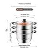 Meichu 304 Stainless Steel 3-Layer Steamer (32cm, Glass Lid)