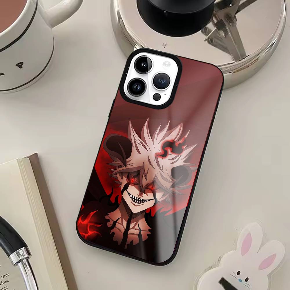B-Black C-Clover Asta Phone Case For IPhone17 16 15 14 13 12 11 Plus Pro Max Plus Wireless Charger Cover Funda
