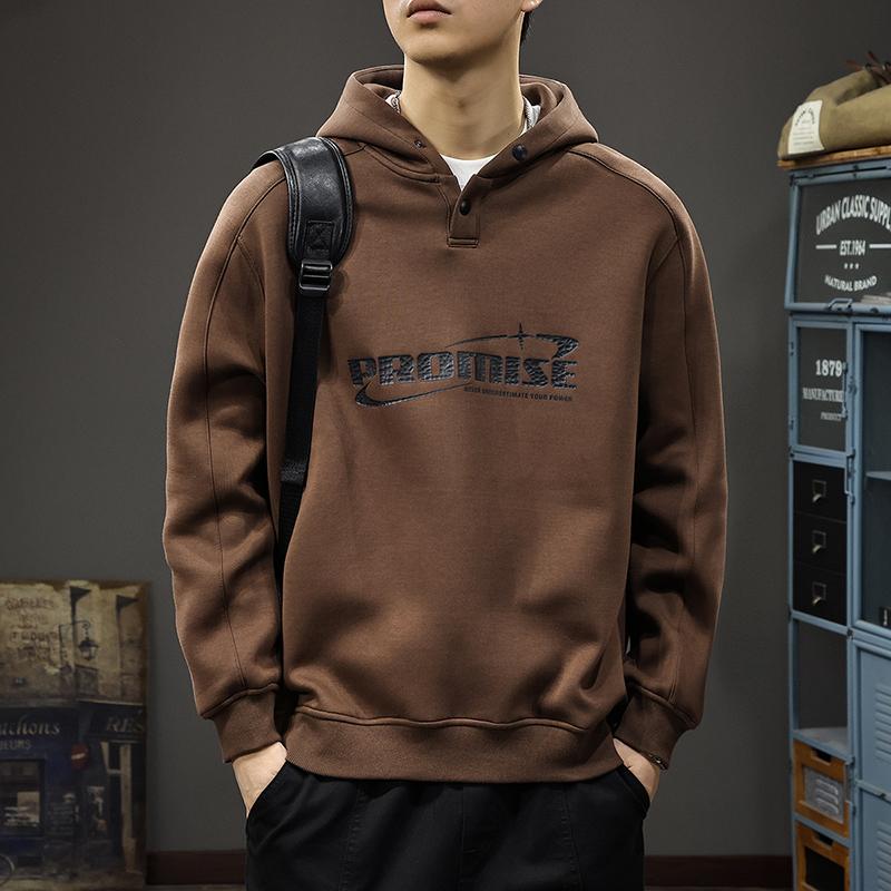 

Осенний модный брендовый принтованный мужской свитер с капюшоном, свободный, большого размера, осенне-зимняя тяжелая американская повседневная куртка L