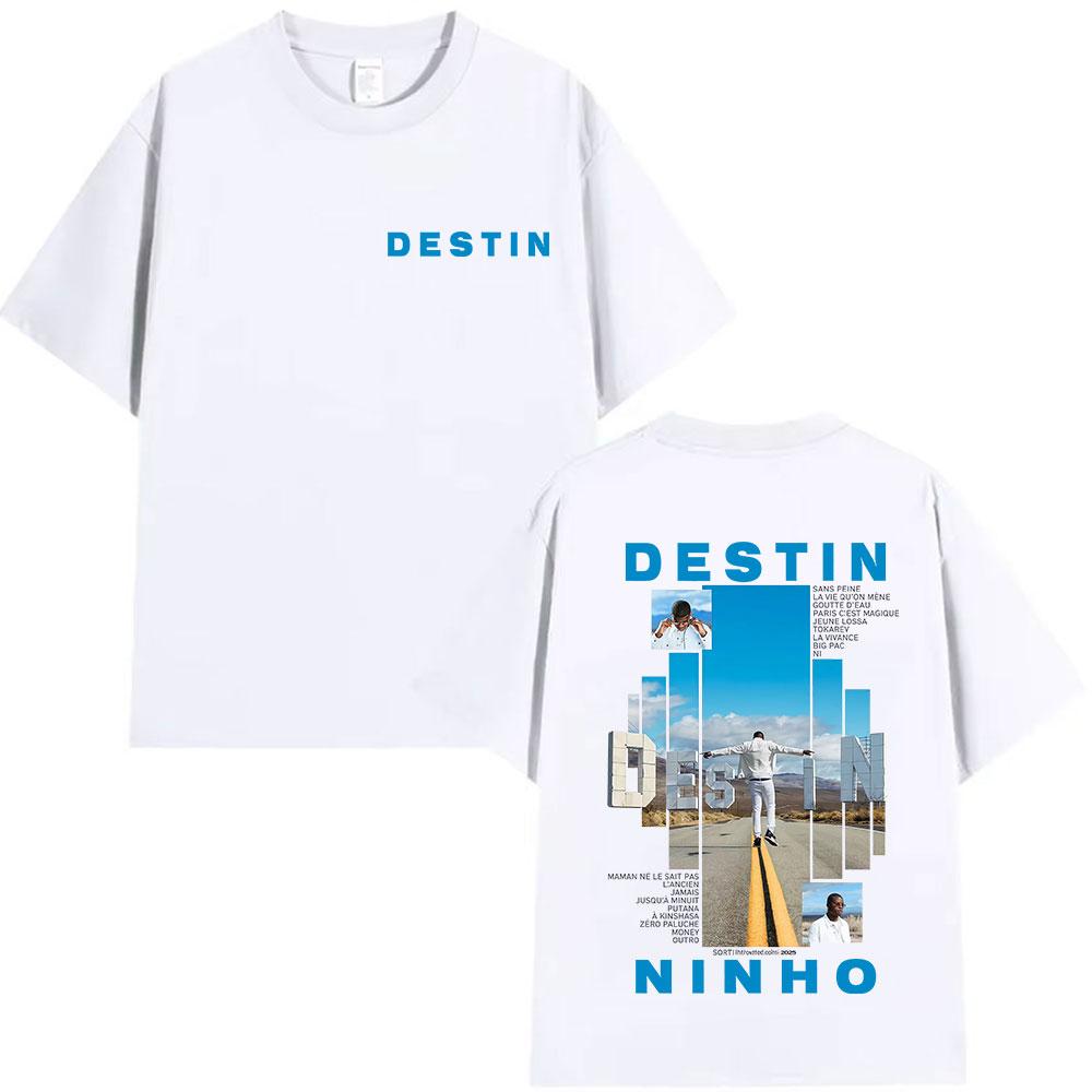 Rapper NINHO DESTIN Tour 2025 Graphic T Shirt Men's Summer Fashion Oversized Cotton T-shirts Vintage Hip Hop T-shirt Streetwear