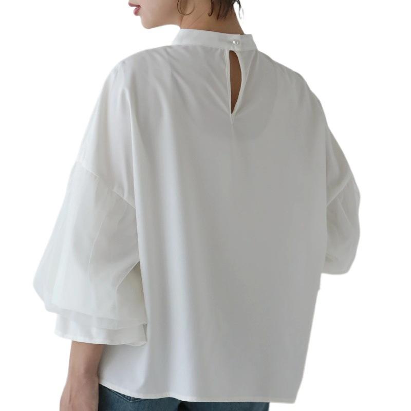 Cămașă de damă patchwork cu mâneci lungi, culoare uni, falsă din două piese, cu mâneci evazate