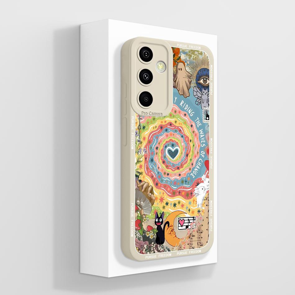 

Case For Samsung Galaxy A55 A35 A25 5G Dreamy Floral Print Soft Liquid Silicone Phone Back Cover For GalaxyA55 A 35 A 25 Bumper Galaxy A35 (5G)