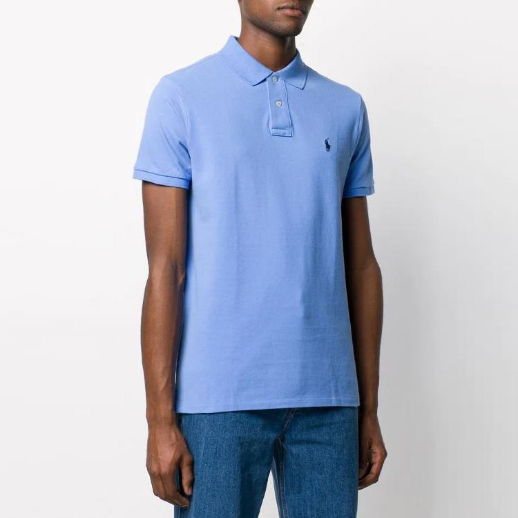 Polo Ralph Lauren Logo Embroidered Short Sleeve Polo Shirt Men tops Sky-Blue 710795080-015
