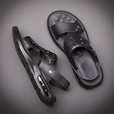 Fashion Men's Leather Sandals Men Summer New Sandals Slippers Adult Platform Beach Shoes Non-slip Open Toe Bounces Leather Sandals