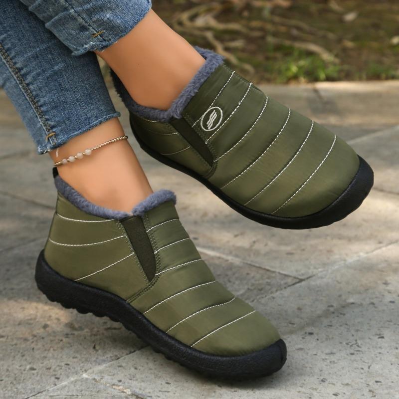 Women’s Large-Size Fleece-Lined Cotton Snow Boots, Warm Thickened Casual Shoes