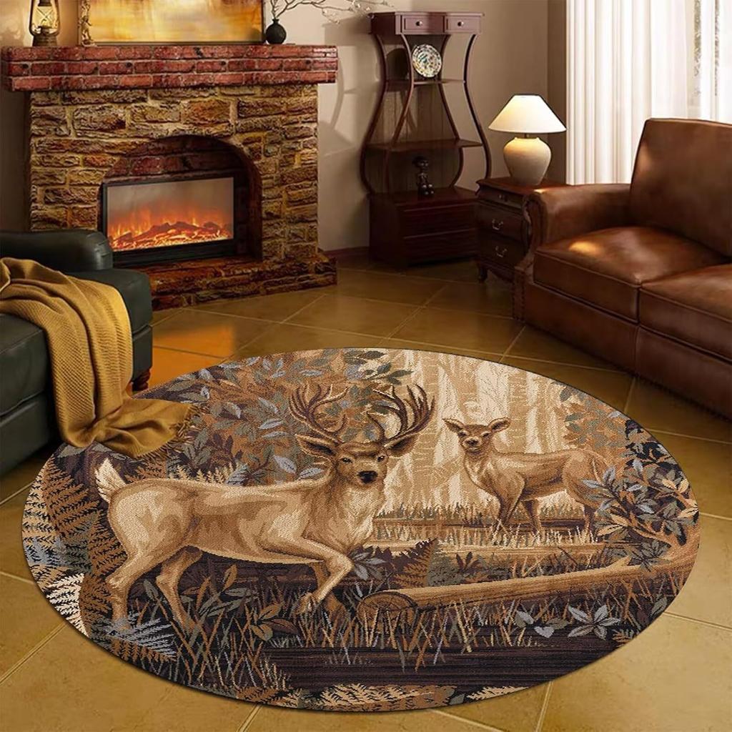 Retro American Carpet Round Chair Carpet Bedroom Bedside Stain Resistant Water Absorbing Carpet